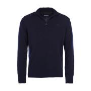Essential Lambswool Half Zip Navy Sweater Barbour , Blue , Heren