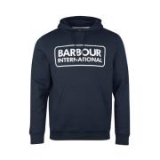 Navy Pop Over Hoodie met Merklogo Barbour , Blue , Heren