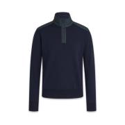 Merino Quarter Zip Jumper met Textuur Nylon Panelen Belstaff , Blue , ...