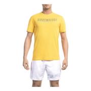 Heren Logo Front Print T-Shirt Bikkembergs , Yellow , Heren