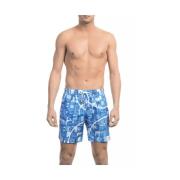 Lichtblauwe Zwembroek met Allover Print Bikkembergs , Blue , Heren