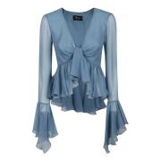 Ruched-Detail Blouse voor Vrouwen Blumarine , Blue , Dames