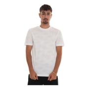 Kort T-shirt met ronde hals en abstract design Boss , White , Heren