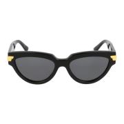 Cat Eye Zonnebril met Gouden Details Bottega Veneta , Black , Dames