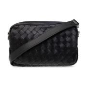 Leren schoudertas Bottega Veneta , Black , Heren