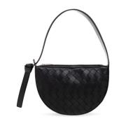 Leren schoudertas Bottega Veneta , Black , Dames