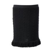 Gebreide Zwarte Rok met Pompom Details Bottega Veneta , Black , Dames