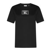 Klassiek Nero Katoenen T-Shirt Burberry , Black , Dames