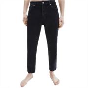 Zwarte Cropped Straight Jeans Calvin Klein , Black , Heren