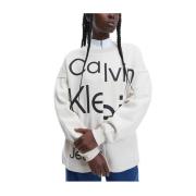 Gedurfde onderbroken logo sweatshirt Calvin Klein , Beige , Dames