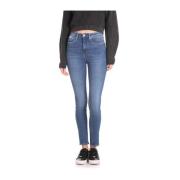 Vintage Blauwe High Waist Skinny Jeans Calvin Klein , Blue , Dames