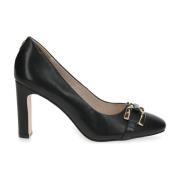 Zwarte Leren Pumps Verhogen Stijl Caprice , Black , Dames