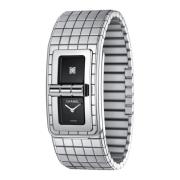 Elegante Quartz Horloge met Zwarte Gelakte Wijzerplaten en Diamanten A...