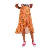 Longuette Midi Rok voor Vrouwen Desigual , Orange , Dames