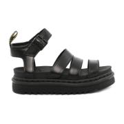 Zwarte Leren Sandalen met Verstelbare Enkelband Dr. Martens , Black , ...