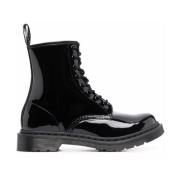 Zwarte Leren Enkellaarzen Dr. Martens , Black , Dames