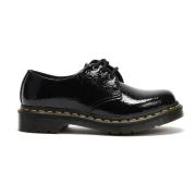Zwarte Platte Schoenen van Distressed Patent Dr. Martens , Black , Dam...