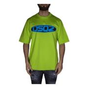 Groene Ovale Logo T-Shirt, Stijlvolle Upgrade voor Heren Dsquared2 , G...