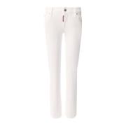 Slim-Fit Katoenen Denim Jeans Dsquared2 , White , Dames