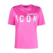 I Logo-Print T-Shirt in Fuchsia Roze Dsquared2 , Pink , Dames