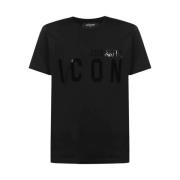 Zwarte Heren T-Shirt met Unieke Clic Icon Print Dsquared2 , Black , He...