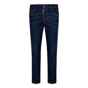 Slim-Fit Blauwe Jeans met Verweerde Details Dsquared2 , Blue , Heren