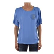 Blauw Zijden Logo T-Shirt - Mod.S75NC0347S41339083 Dsquared2 , Blue , ...