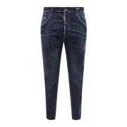 Blauwe Stretch Katoenen Jeans - Aw23 Collectie Dsquared2 , Blue , Here...
