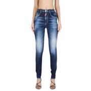 Donkere Schone Was Hoge Taille Twiggy Jeans Dsquared2 , Blue , Dames
