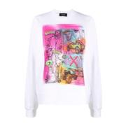 Bedrukte Sweatshirt Dsquared2 , White , Dames