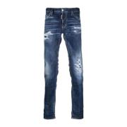 Slim-fit Blauwe Katoenen Jeans met Distressed Effect Dsquared2 , Blue ...