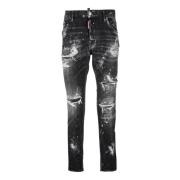 Slim-Fit Zwarte Denim Jeans Dsquared2 , Black , Heren