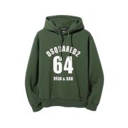 Hoodie met geribbelde zoom Dsquared2 , Green , Heren