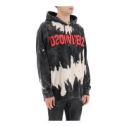 Omgekeerde Tie-Dye Hoodie met Verontruste Details Dsquared2 , Gray , H...