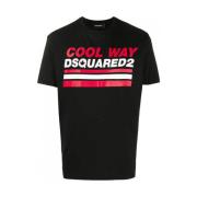 Zwart T-shirt met ery ery Dan Fit Dsquared2 , Black , Heren