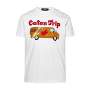 Grafisch Print Caten Trip T-Shirt Dsquared2 , White , Heren