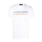 Logo-Print Katoenen T-Shirt Dsquared2 , White , Heren