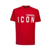 Rood Bedrukt Logo T-Shirt Dsquared2 , Red , Heren
