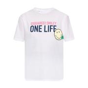 One Life One Planet Smiley T-Shirt met Print Dsquared2 , White , Dames