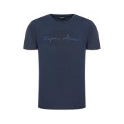 Gemengd Linnen Overhemd met cursieve labels Emporio Armani , Blue , He...