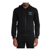 Geborduurd Logo Hoodie met Rits Emporio Armani , Black , Heren