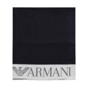 Blauwe sjaal met jacquardlogo Emporio Armani , Blue , Dames
