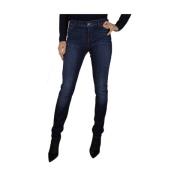 Gewassen Blauwe Skinny Jeans met Lage Taille Emporio Armani , Blue , D...