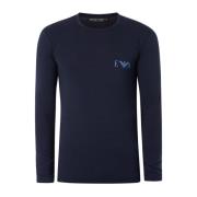 Stretch Logo Print Longsleeve T-Shirt Emporio Armani , Blue , Heren