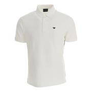 Witte Katoenen Jersey Polo met Korte Mouwen en Micro Eagle Borduursel ...