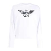 Modieuze Adelaar Print Dames Sweatshirt Emporio Armani , White , Dames