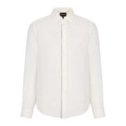 Wit Linnen Overhemd met Contrasterend Logo Emporio Armani , White , He...