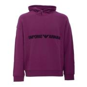 Paarse Katoenen Hoodie met Logo Belettering Emporio Armani , Purple , ...