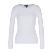 Oversized Devoré Geribbeld Logo T-Shirt Emporio Armani , White , Dames