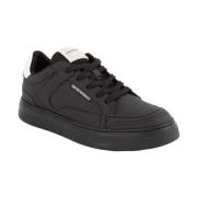 Zwarte Leren Sneakers Emporio Armani , Black , Heren